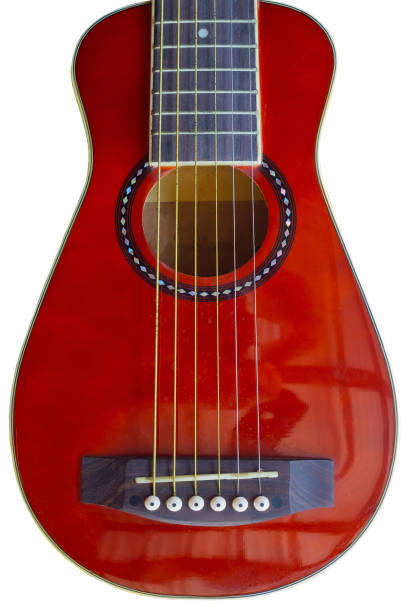 istock small red guitar body on white background 1198390687