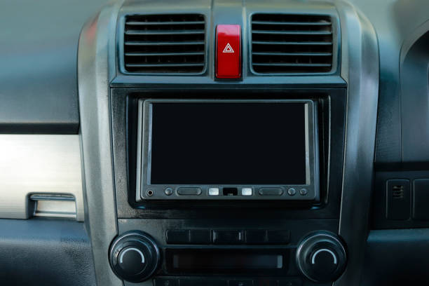 istock Car multimedia system, A built-in screen on a modern car. 1198393389
