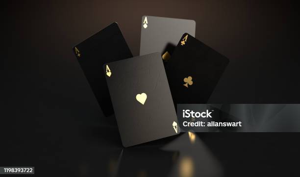 Black Casino Card Aces Stock Photo - Download Image Now - Playing Card, Casino, Gold - Metal
