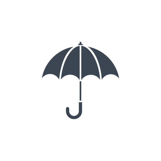 regenschirm verwandte vektor-glyphen-symbol. - rain protection personal accessory autumn stock-grafiken, -clipart, -cartoons und -symbole