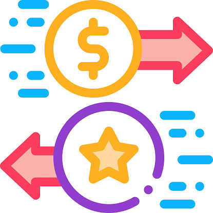 Exchange Bonuses for Money Icon Vector. Outline Exchange Bonuses for Money Sign. Isolated Contour Symbol Illustration