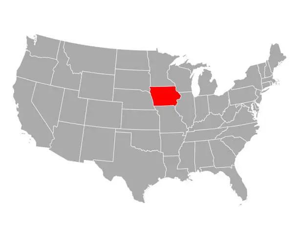 Vector illustration of Map of Iowa in USA