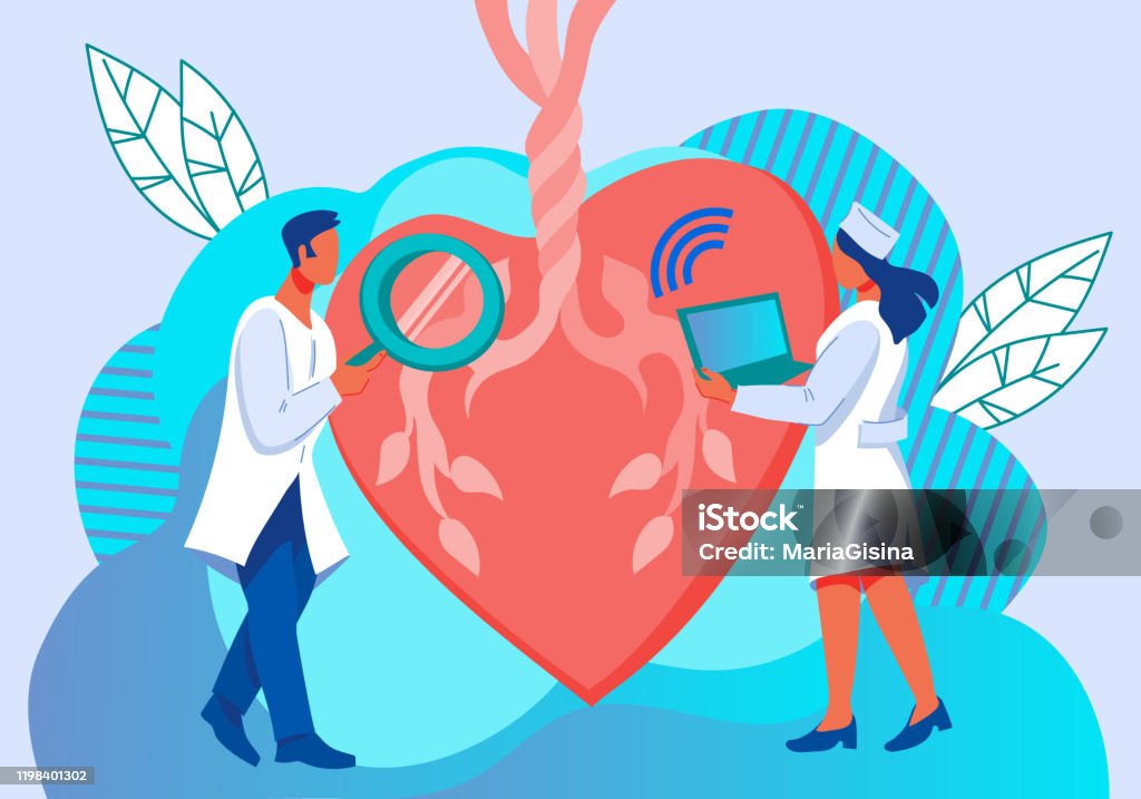 Ärzte Kardiologen Charaktere führen menschliche Herz ärztliche Untersuchung oder Diagnosys - Lizenzfrei Arzt Vektorgrafik Ärzte Kardiologen Charaktere führen menschliche Herz ärztliche Untersuchung oder Diagnosys - Lizenzfrei Arzt Vektorgrafik