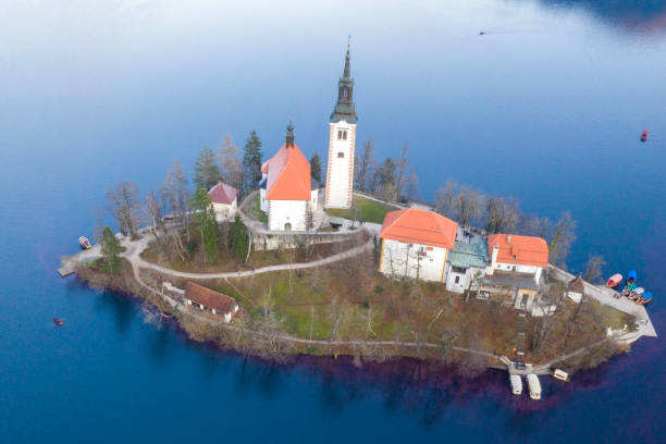 istock bled lake aerial view panorama in winter 1198401710
