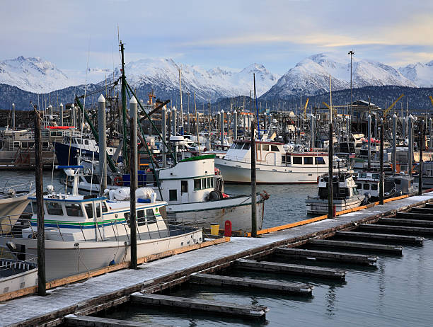 Mountains And Boats stock photo