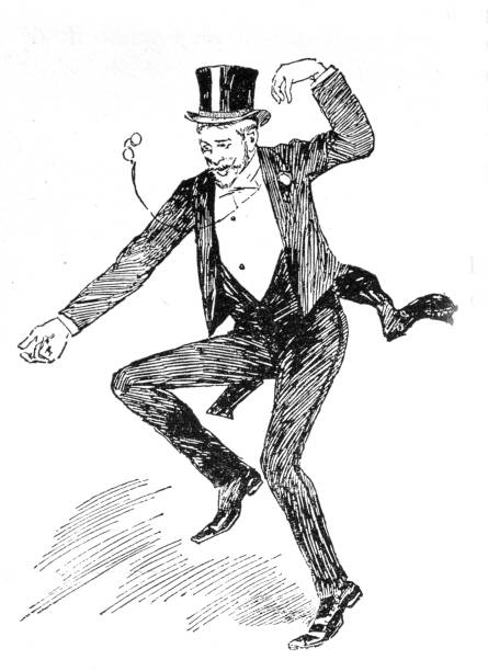 ilustrações de stock, clip art, desenhos animados e ícones de man in tuxedo suit dancing wild - anti smoking