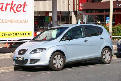 Reims, France - September 16, 2019: Compact MPV car Seat Altea in the city street.