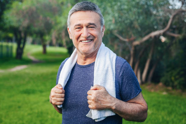 istock Mature Male Man Smiling With Towel 1198409379