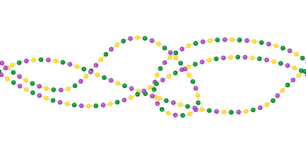 illustrations, cliparts, dessins animés et icônes de lésions de motif horizontal sans couture de belles perles - mardi gras backgrounds bead purple