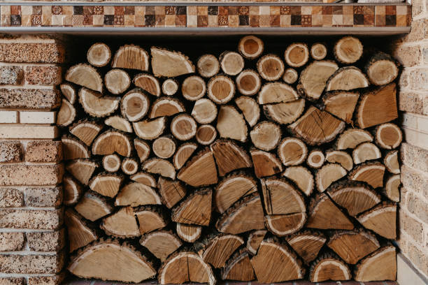 istock Chopped firewood stacked on veranda 1198409859