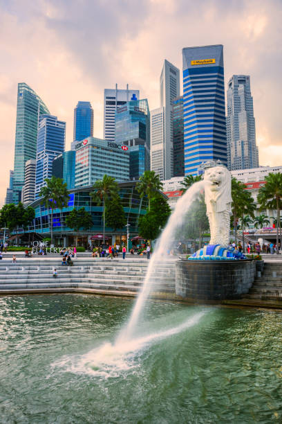 cingapura, o merlion. - lion sands - fotografias e filmes do acervo