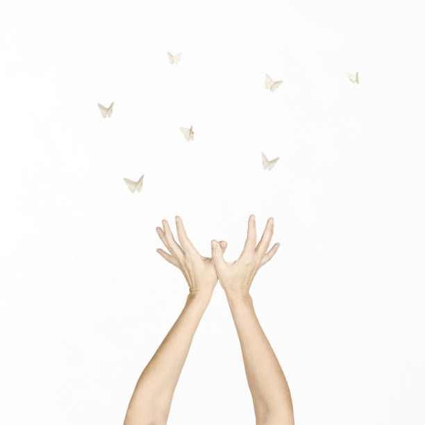 istock woman's hands dance in harmony with some origami butterflies 1198410852
