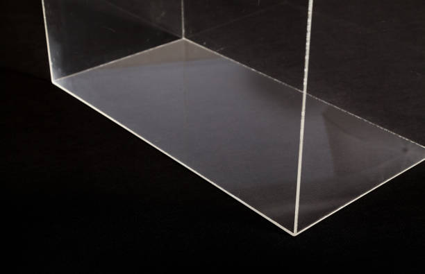 istock Glass transparent parallelepiped on black background 1198414760