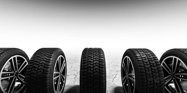 istock Wheels with modern alu rims on white background 1198420916