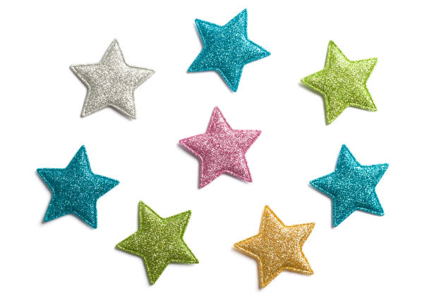 istock Stars glitter pattern white background. Different textures and colours. Symbol of holiday 1198424661