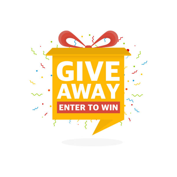 Giveaway logo template for social media post or website banner. Giveaway logo template for social media post or website banner follow up stock illustrations