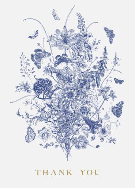 садовые цветы. черно-белые. - horticulture butterfly plant flower stock illustrations