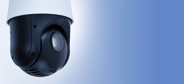 istock cctv camera video security with space on blue background. cctv camera banner. 1198426126