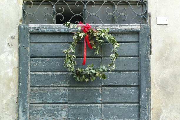 istock Old door closed with mistletoe 1198428522