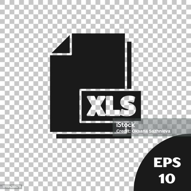 Черный Документ Файла Xls Скачать Значок Кнопки Xls Изолированный.