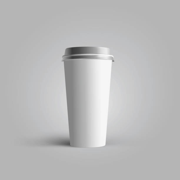 бумажная кофейная чашка макет на прозрачном фоне. - can disposable cup blank container stock illustrations