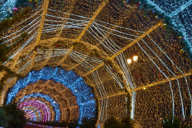 istock Multicolored Light Tunnel at Tverskoy Boulevard in Moscow 1198431918