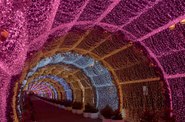 istock Multicolored Light Tunnel at Tverskoy Boulevard in Moscow 1198431921