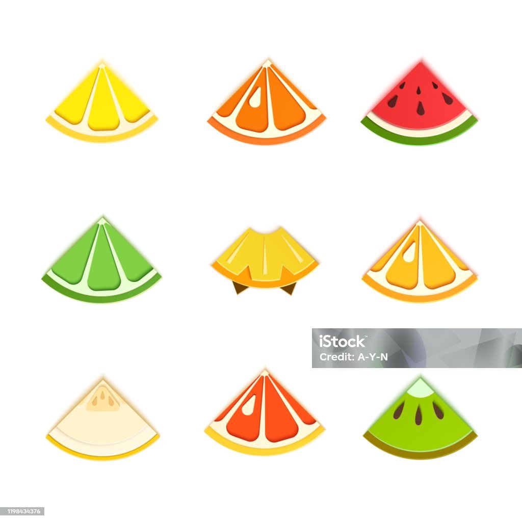 Bộ Trái Cây Thùy Hình Tam Giác Nhiệt Đới Theo Kiểu Cắt Giấy Thái ...