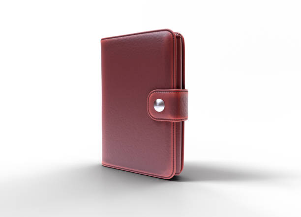 Leather purse isolated on white with clipping path. 3d render illustration