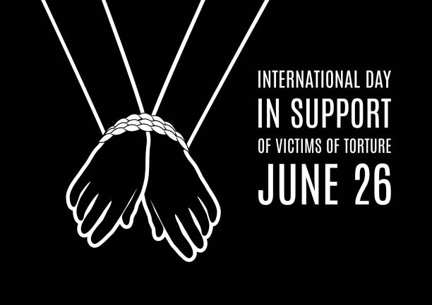 международный день в поддержку жертв пыток - пытать stock illustrations