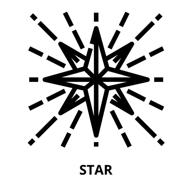 ilustraciones, imágenes clip art, dibujos animados e iconos de stock de icono de astrología - north star