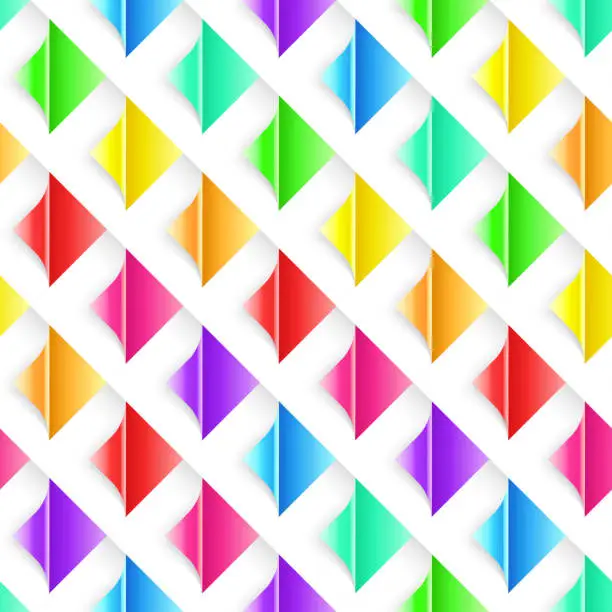 Vector illustration of Colorful Seamless Pattern with Curled Page Corners