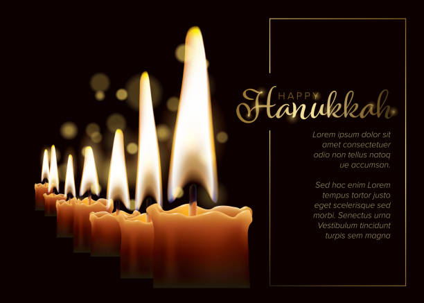 ilustrações, clipart, desenhos animados e ícones de modelo feliz do cartão do dia do hanukkach - hanukkah candles