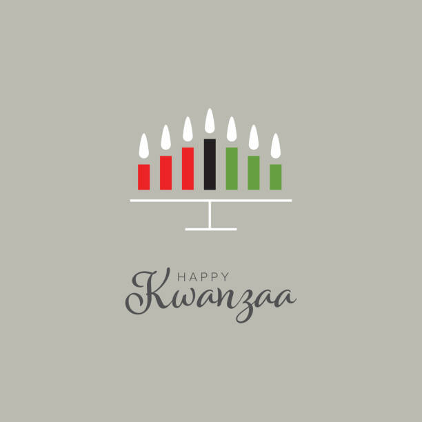 glückliche kwanzaa karte vorlage mit sieben kerzen - kwanzaa stock-grafiken, -clipart, -cartoons und -symbole