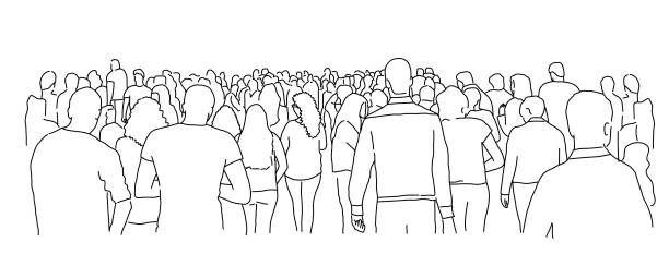 ilustrações de stock, clip art, desenhos animados e ícones de crowd of people. - waiting in line people in a row in a row people