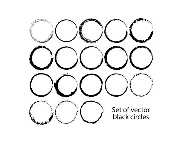 Set of vector black circles. Black spots on white background isolated. Spots for grunge design vector art illustration