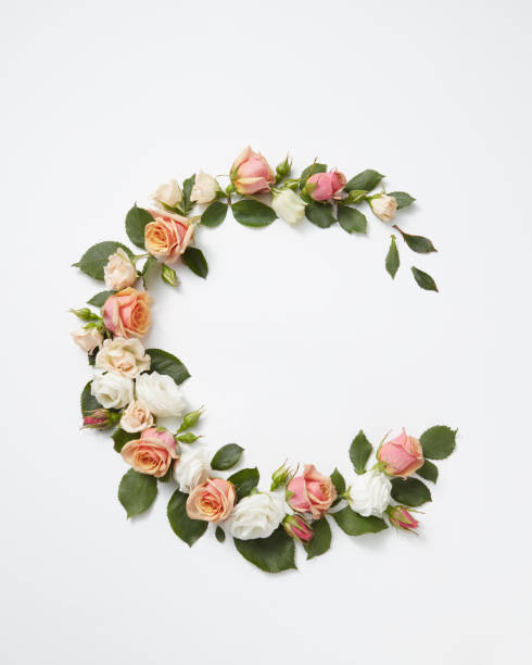 istock Round corner frame from roses flowers. 1198446014