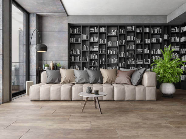 istock Sofa and Bookshelf In Living Room 1198446843