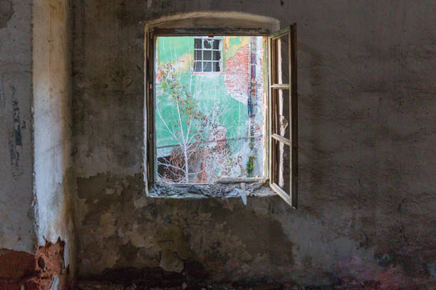 istock View through the Old  ruined   window 1198448381