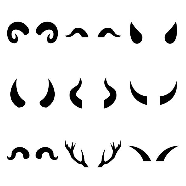 Horns set icon, logo isolated on white background Horns set icon, logo isolated on white background horned stock illustrations