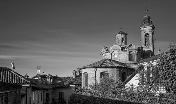 istock Neive, Piedmont (Northern Italy). Black and white photo 1198451812