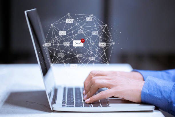 istock Business using laptop,with email icon,email inbox electronic communication graphics concept. 1198452158