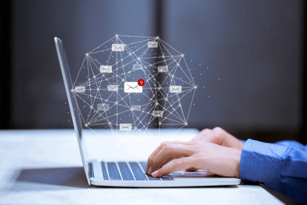 istock Business using laptop,with email icon,email inbox electronic communication graphics concept. 1198452264