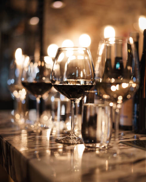 istock Bourgogne red wine glass at a wine tasting 1198452385
