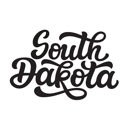 South Dakota. Hand drawn USA state name isolated on white background. Modern calligraphy for posters, cards, t shirts, souvenirs, stickers. American vector lettering typography