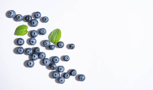 istock pattern of fresh  blueberries and mint leaves  is laid out on a white background 1198454485