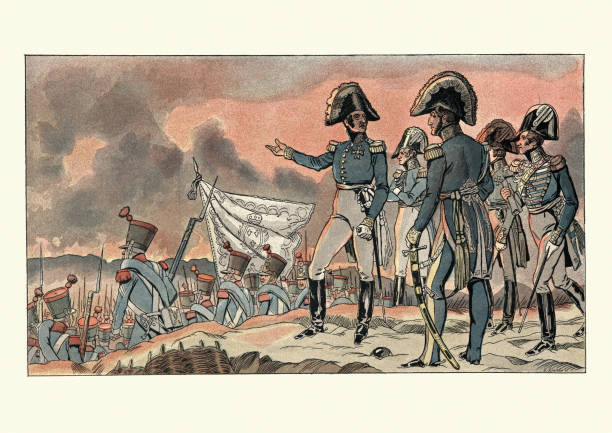 ilustraciones, imágenes clip art, dibujos animados e iconos de stock de ejército francés en la batalla de trocadero, españa, 1823 - personal militar español