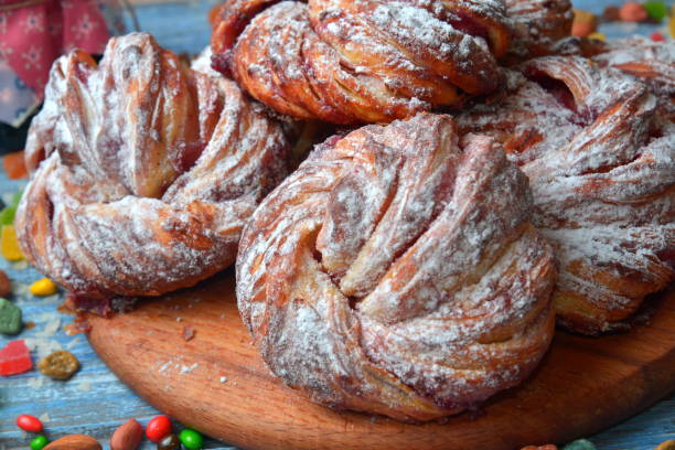 istock freshly baked croissants on grunge texture 1198458868