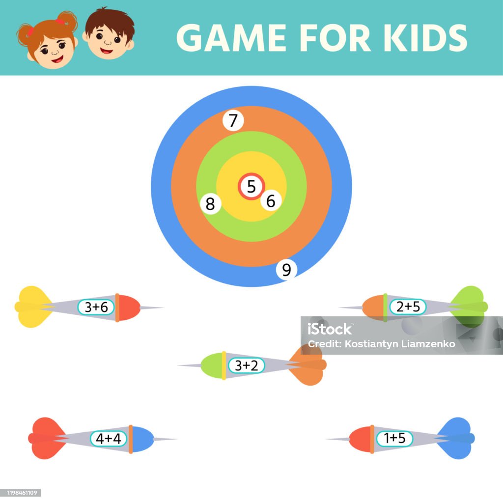 Hit The Target Riddle Answer Kids Activity Sheet Match Of Hit The Target Solve An Example Stock ...