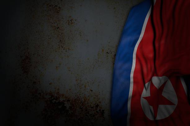 wonderful any occasion flag 3d illustration
 - dark image of north korea flag with big folds on rusty metal with empty place for content - democratic peoples republic of north korea imagens e fotografias de stock